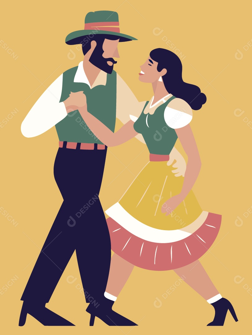 Casal Dançando Ilustração Vetor EPS