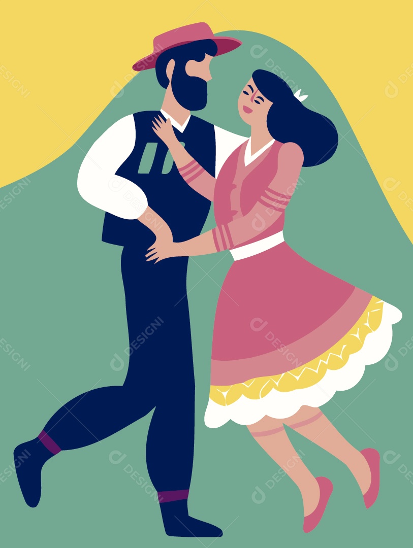 Casal Dançando Ilustração Vetor EPS