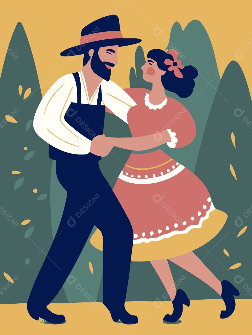Casal Dançando Ilustração Vetor EPS