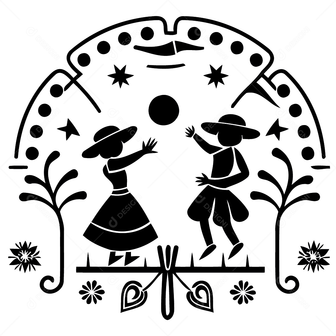 Silhueta de Casal Na Festa Junina Ilustração Vetor EPS