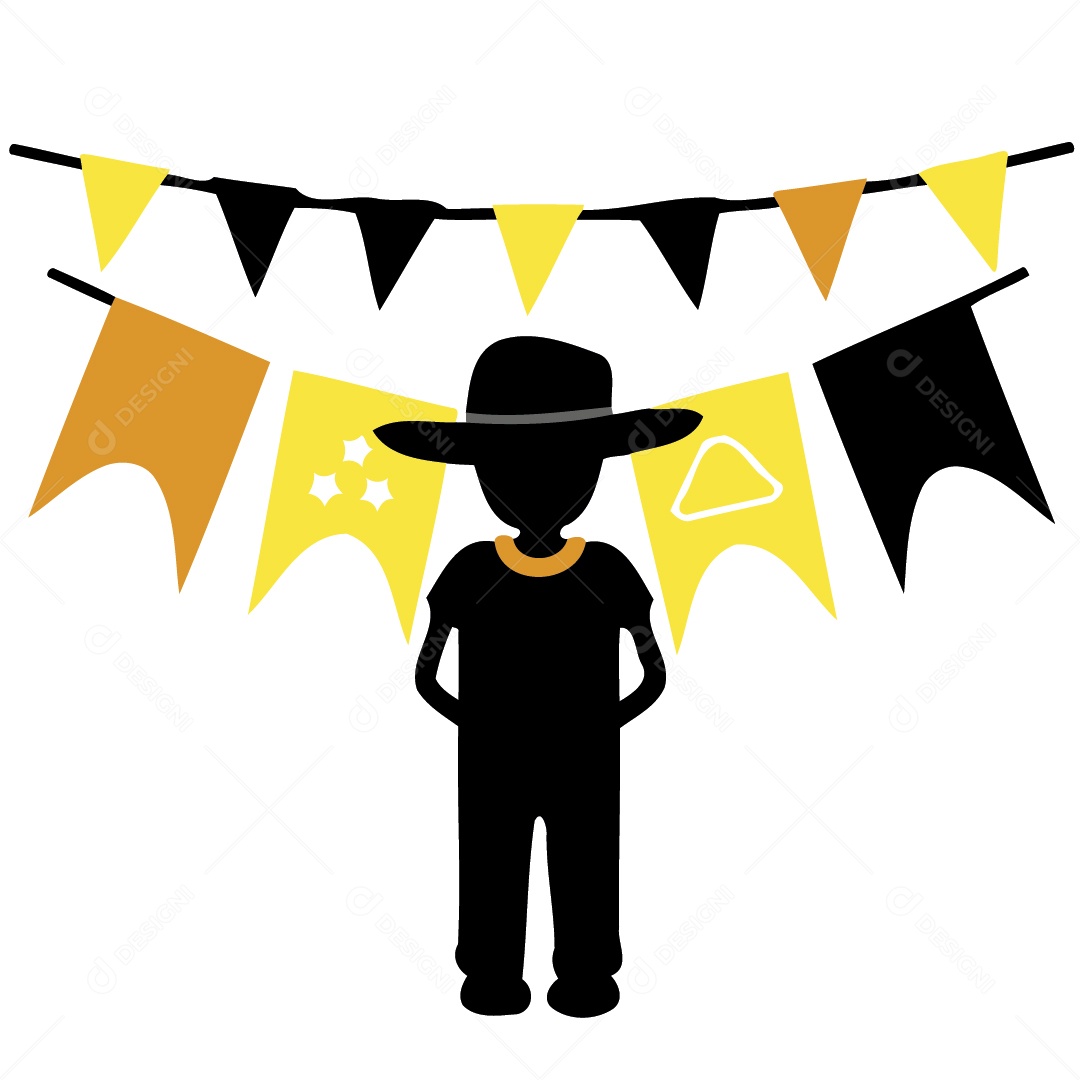 Silhueta de Personagem Na Festa Junina Ilustração Vetor EPS