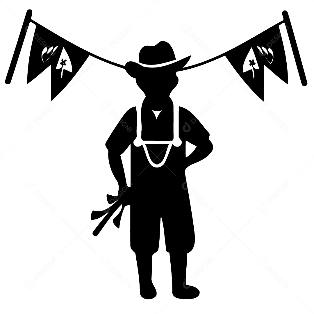 Silhueta de Personagem Na Festa Junina Ilustração Vetor EPS