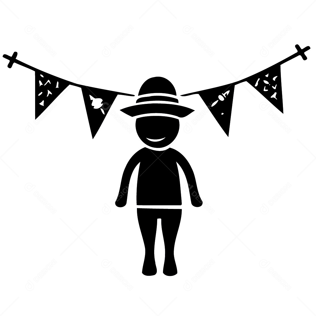 Silhueta de Personagem Na Festa Junina Ilustração Vetor EPS