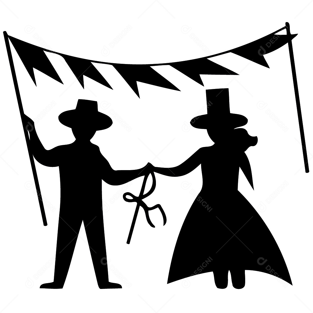 Silhueta Casal Na Festa Junina Ilustração Vetor EPS