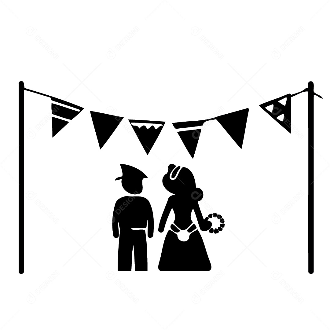 Silhueta Casal Na Festa Junina Ilustração Vetor EPS