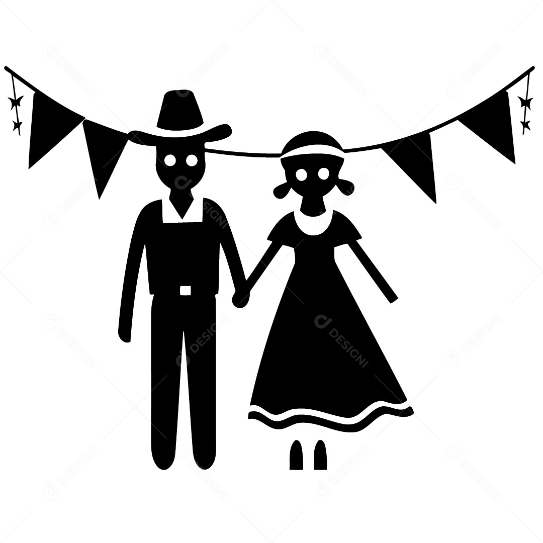 Silhueta Casal Na Festa Junina Ilustração Vetor EPS