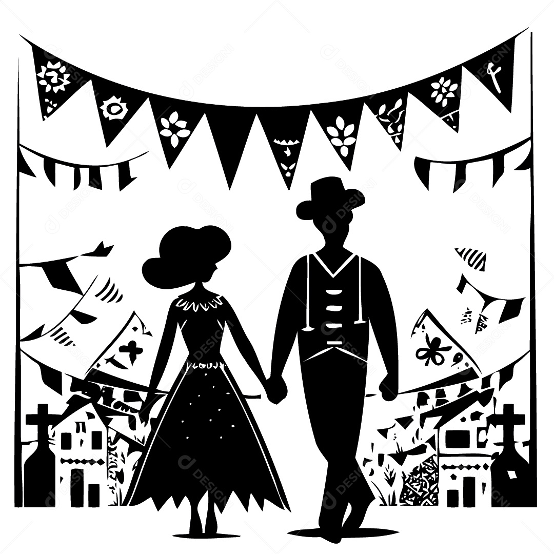 Casal Na Festa Junina Ilustração Vetor EPS