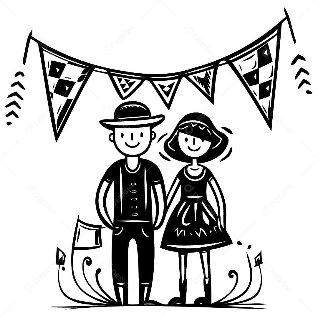 Casal Na Festa Junina Ilustração Vetor EPS