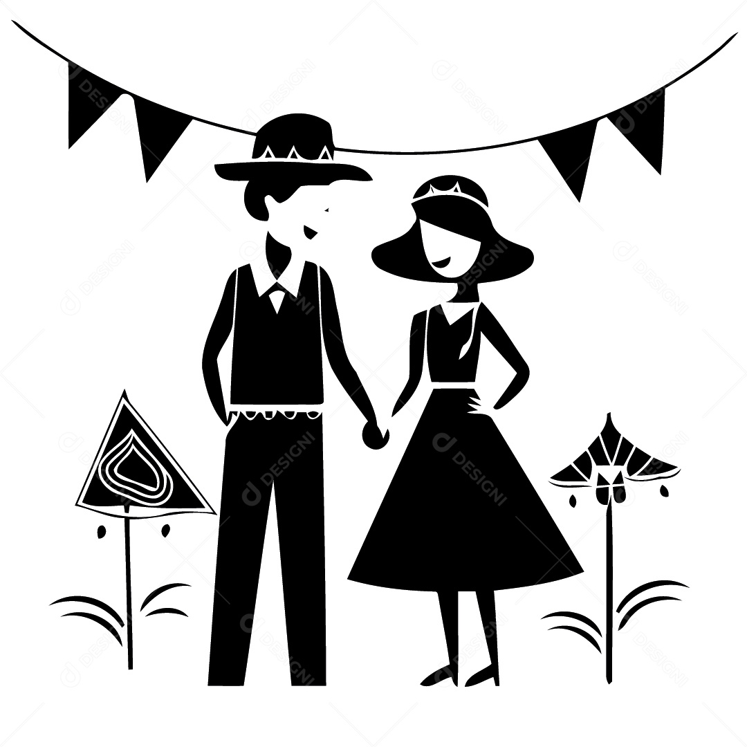 Casal Na Festa Junina Ilustração Vetor EPS