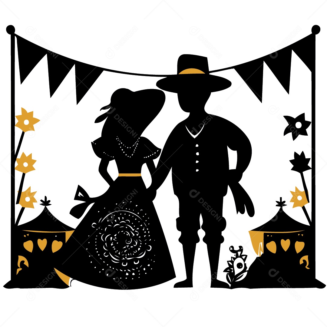 Casal Na Festa Junina Ilustração Vetor EPS