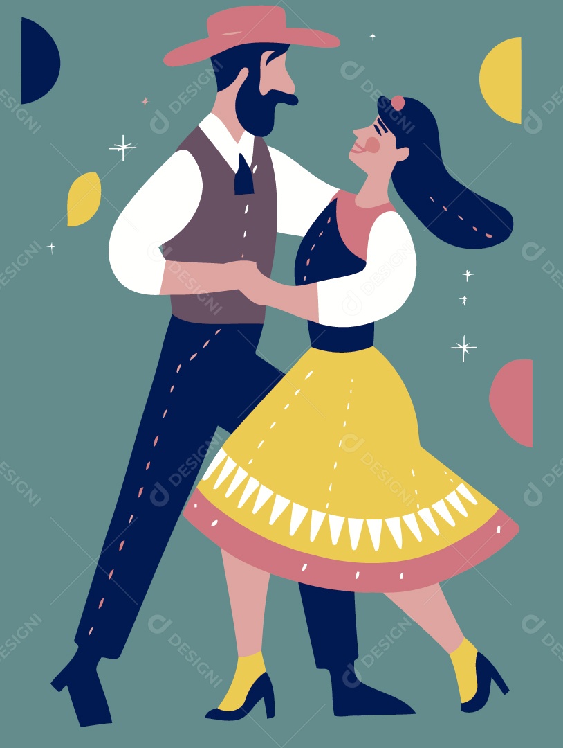 Casal Dançando Ilustração Vetor EPS