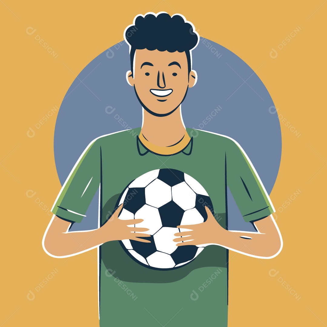 Garoto Segurando Uma Bola Ilustração Vetor EPS