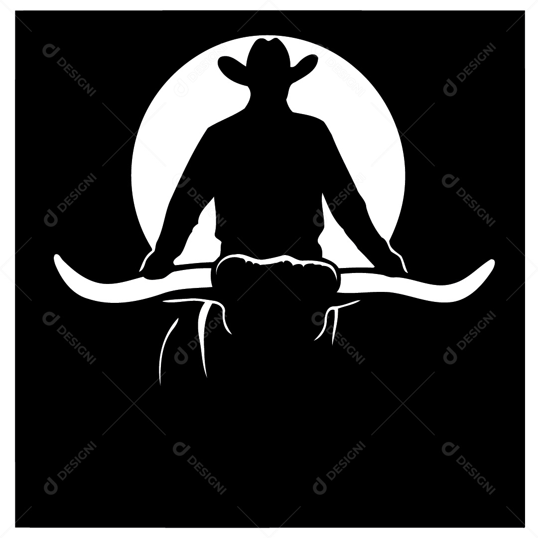 Vaqueiro Montado Ilustração Vetor EPS