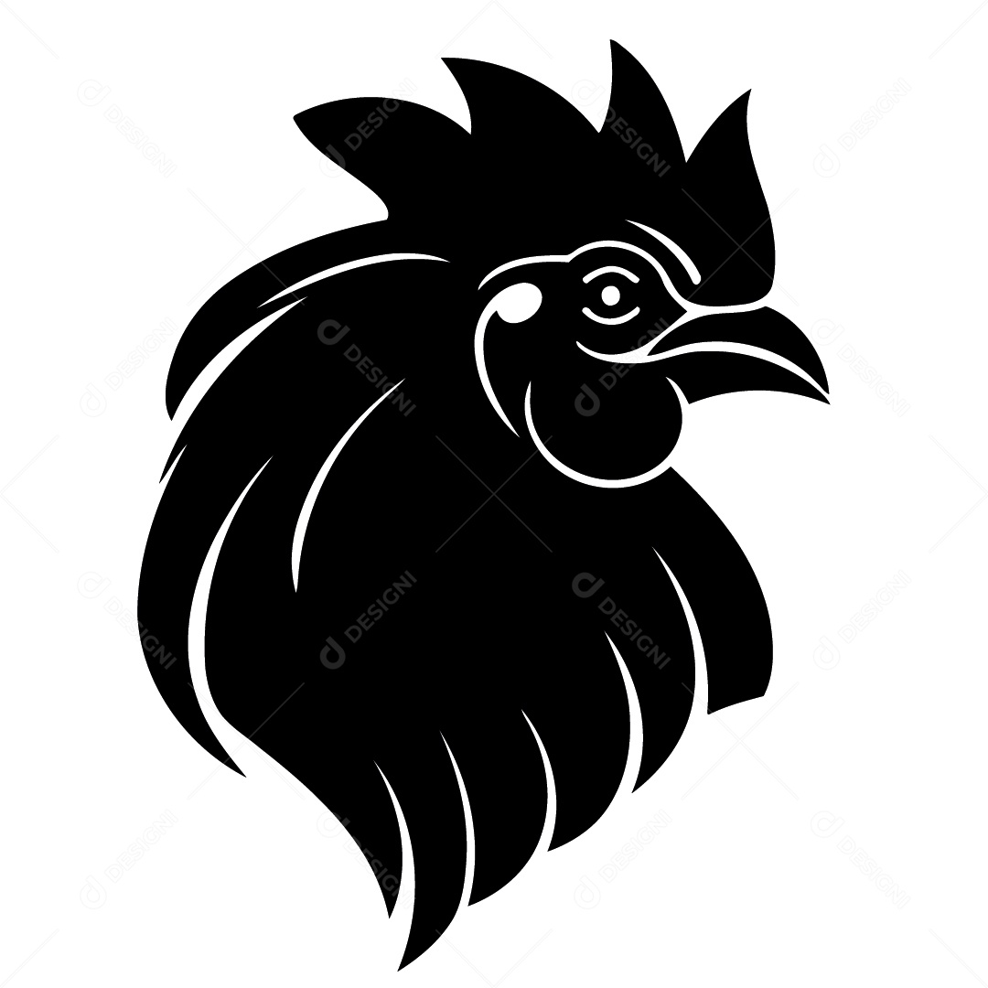Galo em Preto e Branco Ilustração Vetor EPS