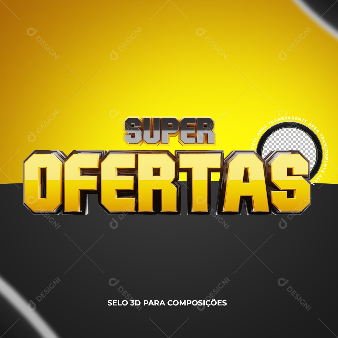 Selo 3D Super Ofertas Para Composição PSD