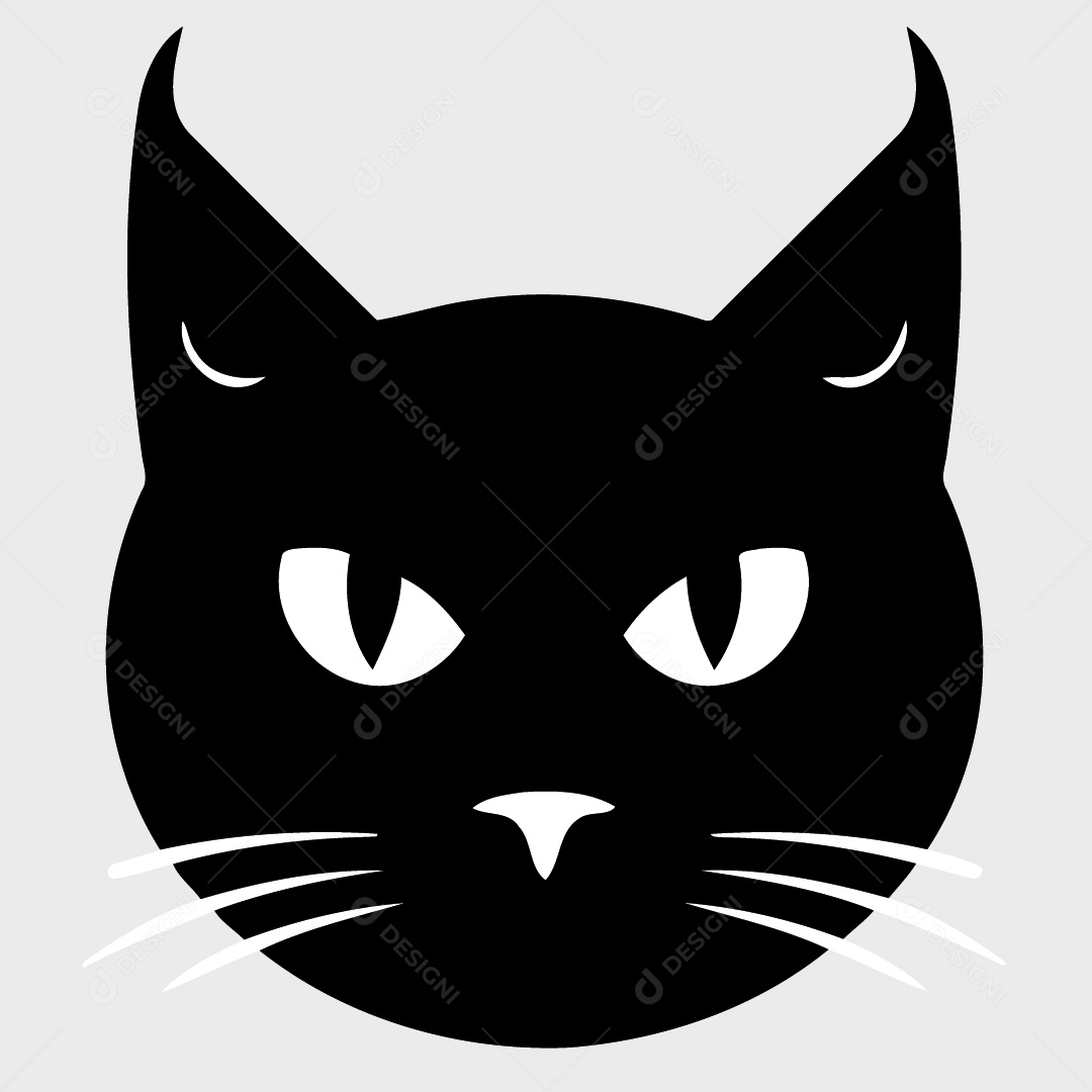 Gato em Preto e Branco Ilustração Vetor EPS