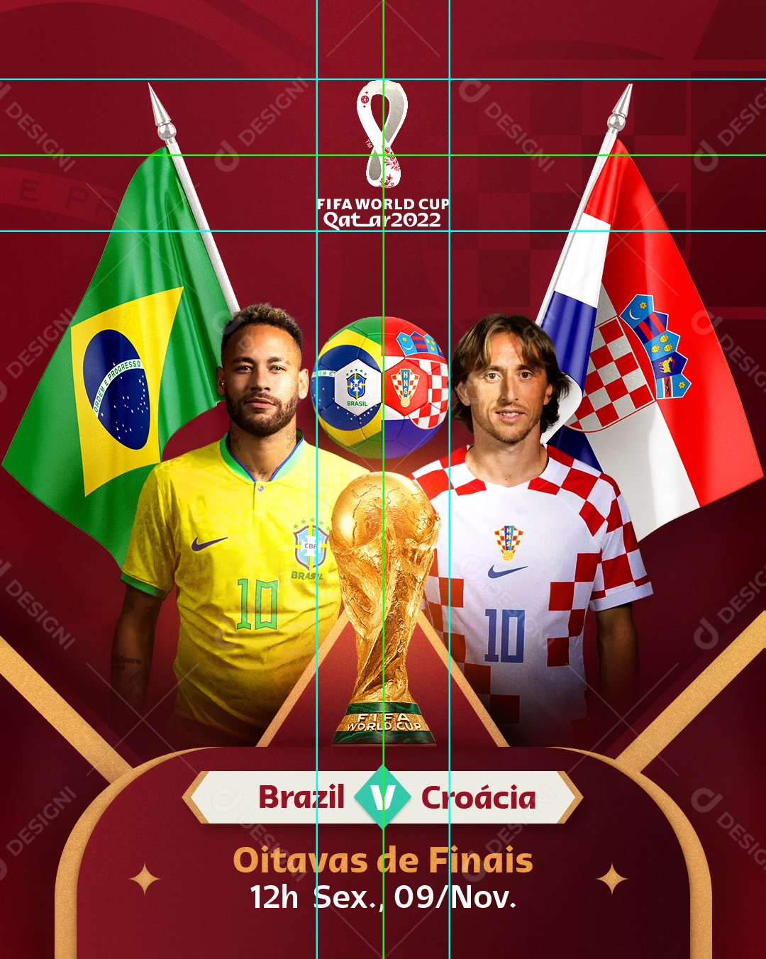 Brasil vs Croácia Social Media PSD Editável