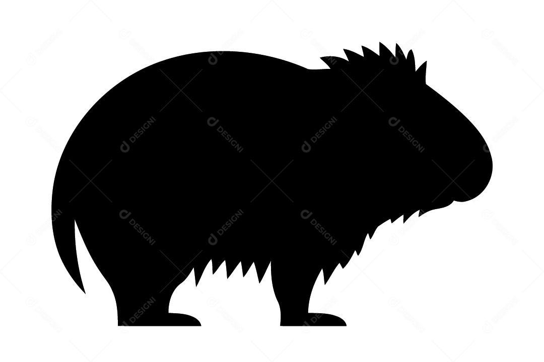 Capivara em Preto e Branco Ilustração Vetor EPS