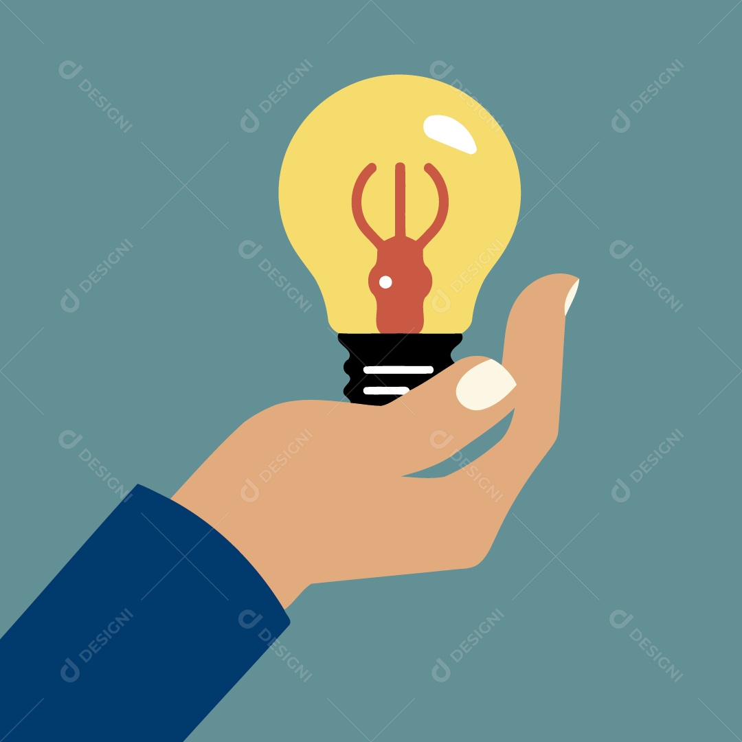 Mão Segurando Lâmpada Ilustração Vetor EPS