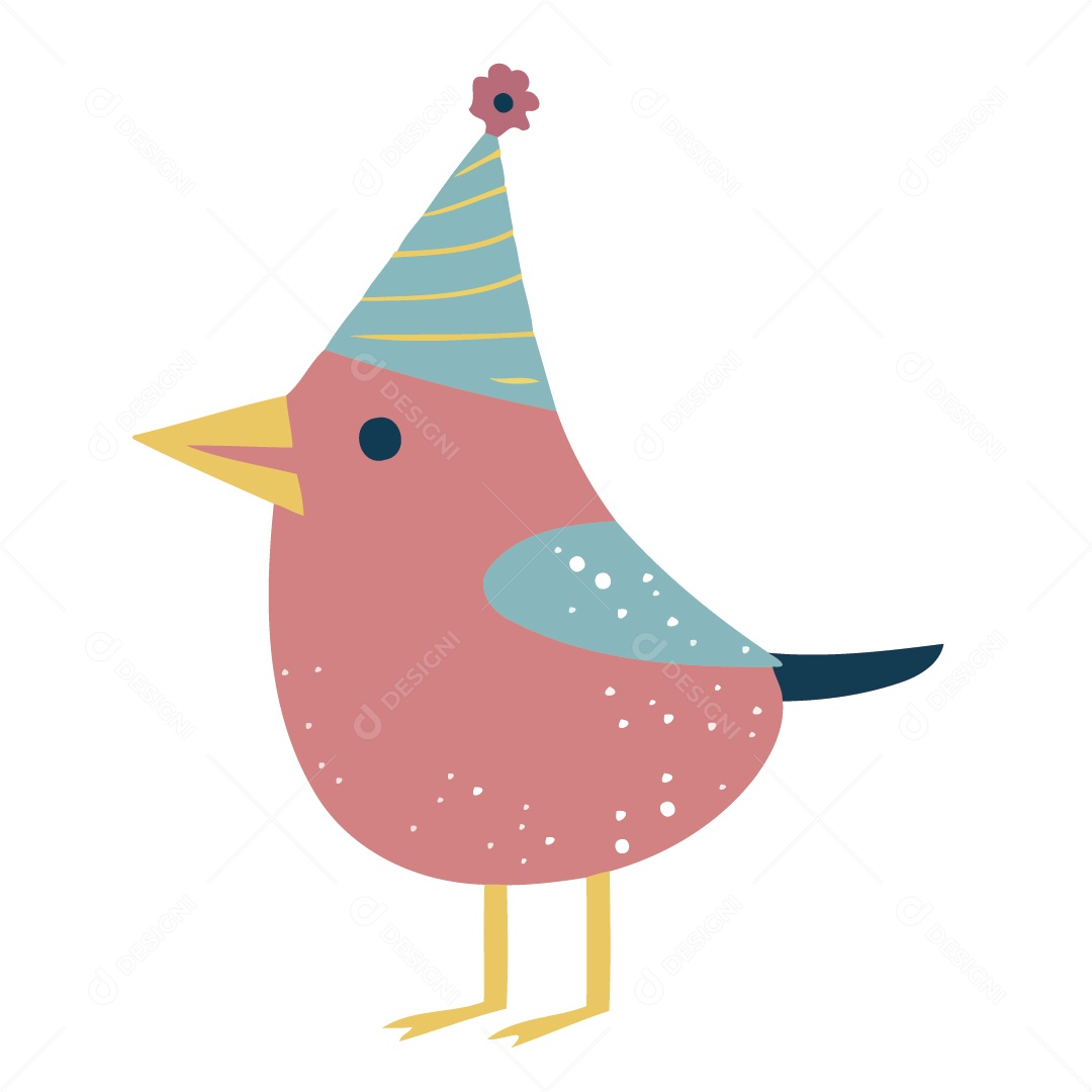 Passarinho com Festa de Aniversario Ilustração Vetor EPS