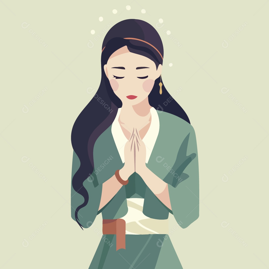 Mulher Fazendo Oração Ilustração Vetor EPS