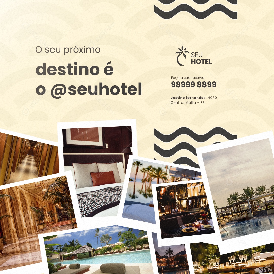 Hotelaria O Seu Próximo Destino é o Social Media PSD Editável