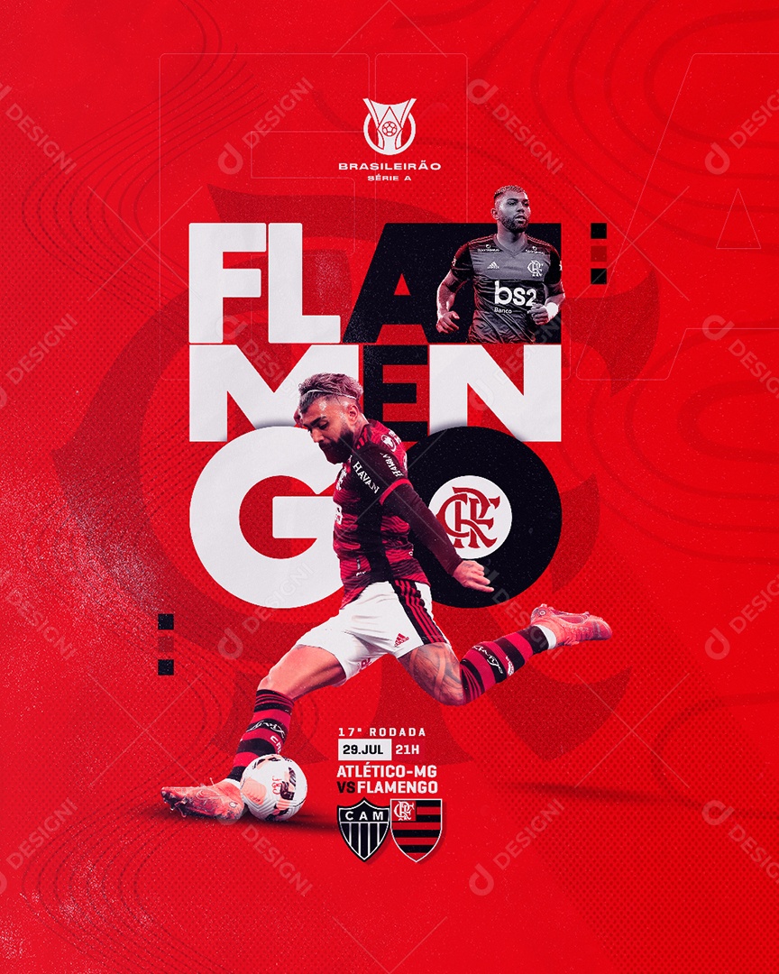 Social Media Futebol Flamengo Gabigol Flamengo X Atlético Mineiro PSD Editável
