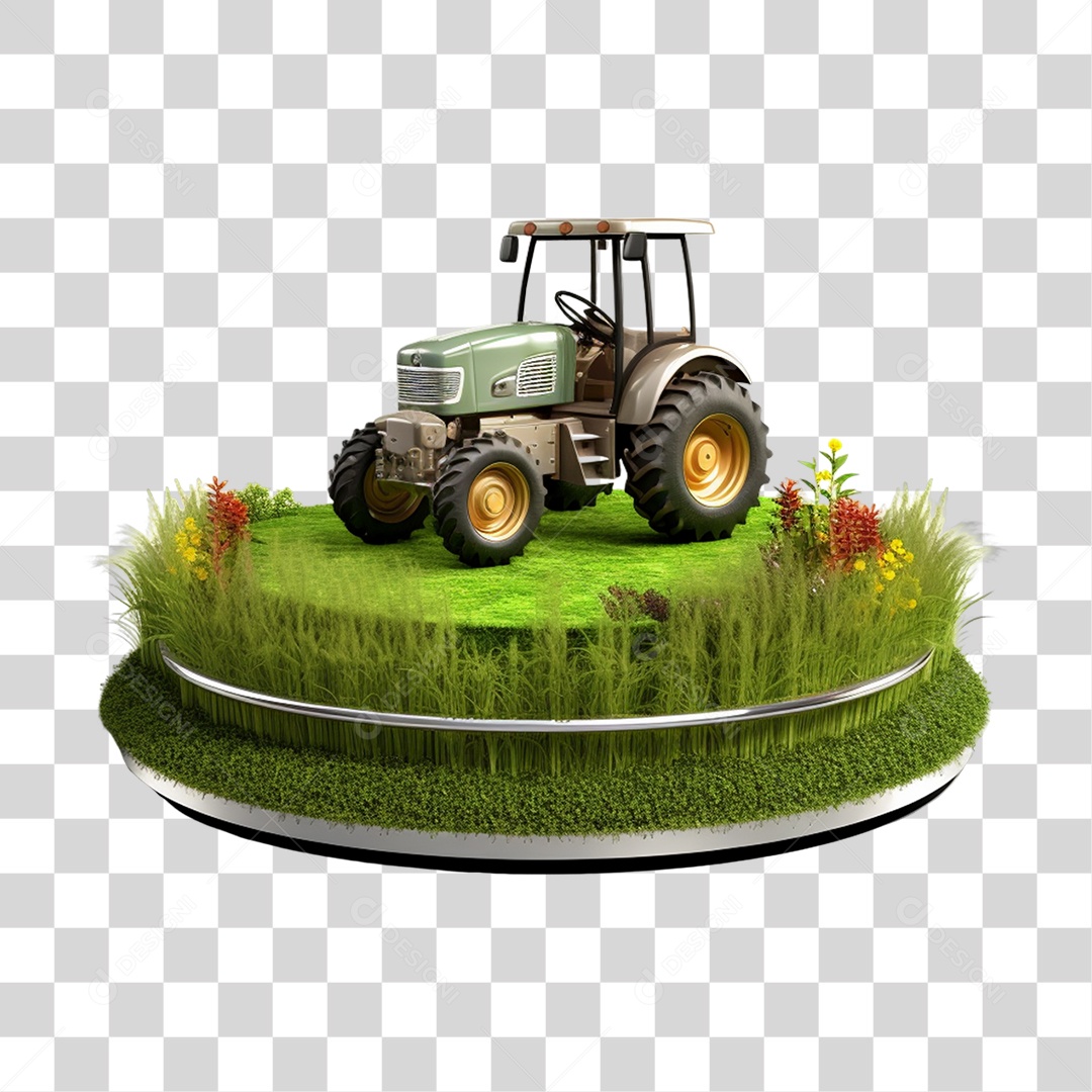 Cenário Pódio Podium de Grama Exposição Trator PNG Transparente