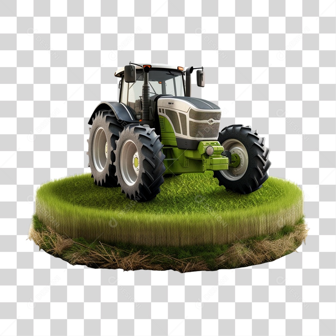 Cenário Pódio Podium de Grama Exposição com Trator PNG Transparente