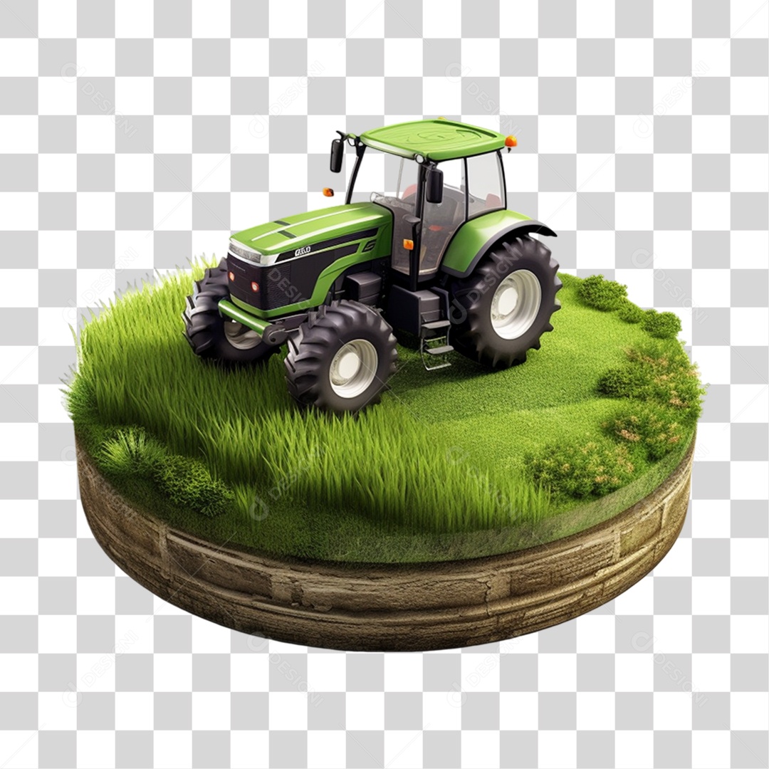 Cenário Pódio Podium de Grama Exposição com Trator PNG Transparente
