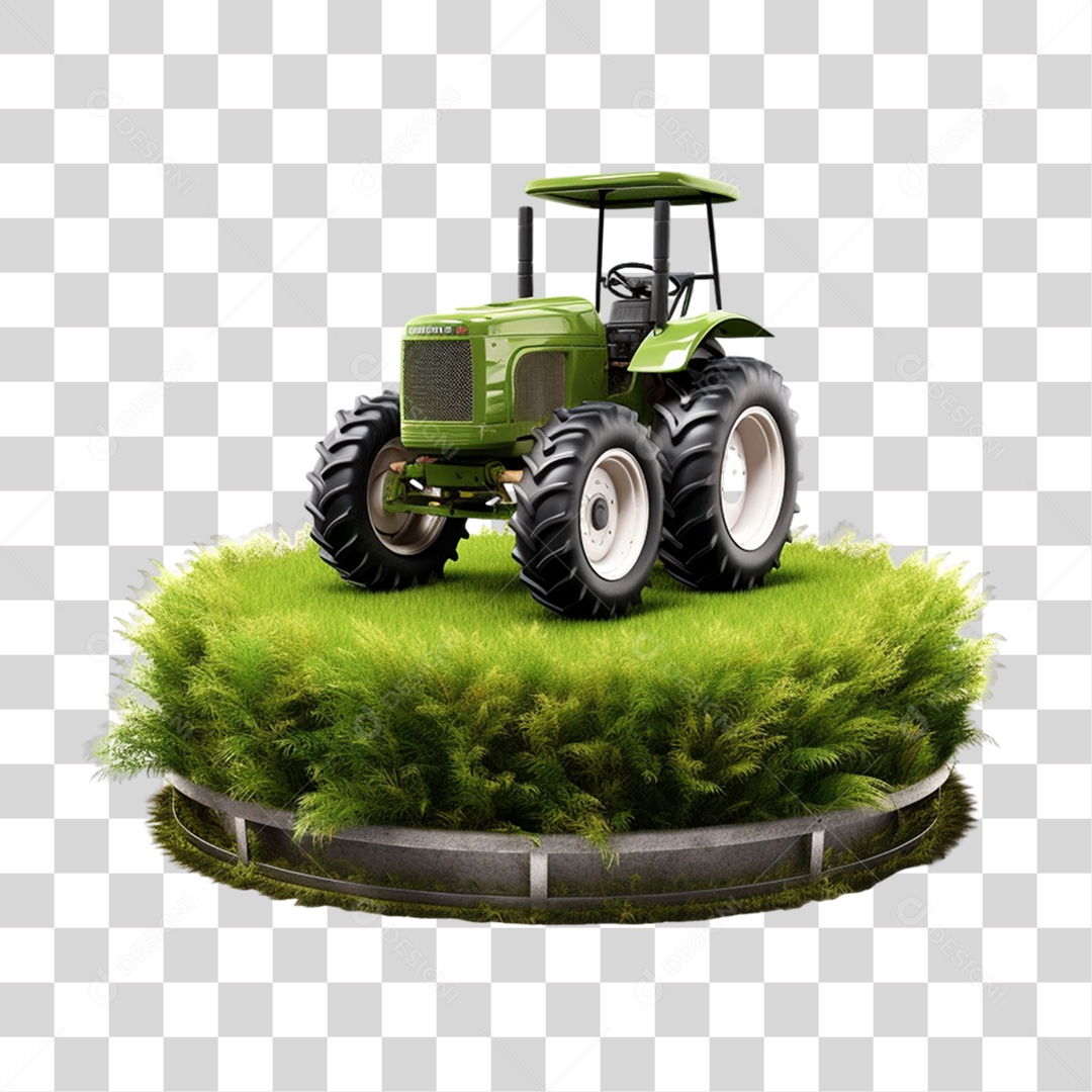 Cenário Pódio Podium de Grama Exposição com Trator PNG Transparente