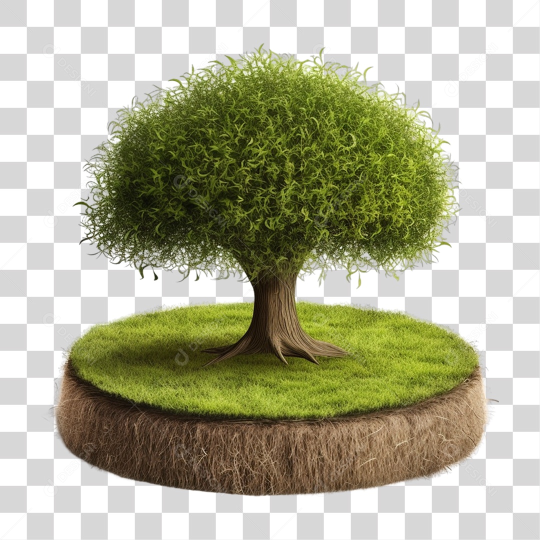 Cenário Pódio Podium de Grama Exposição com Arvore PNG Transparente