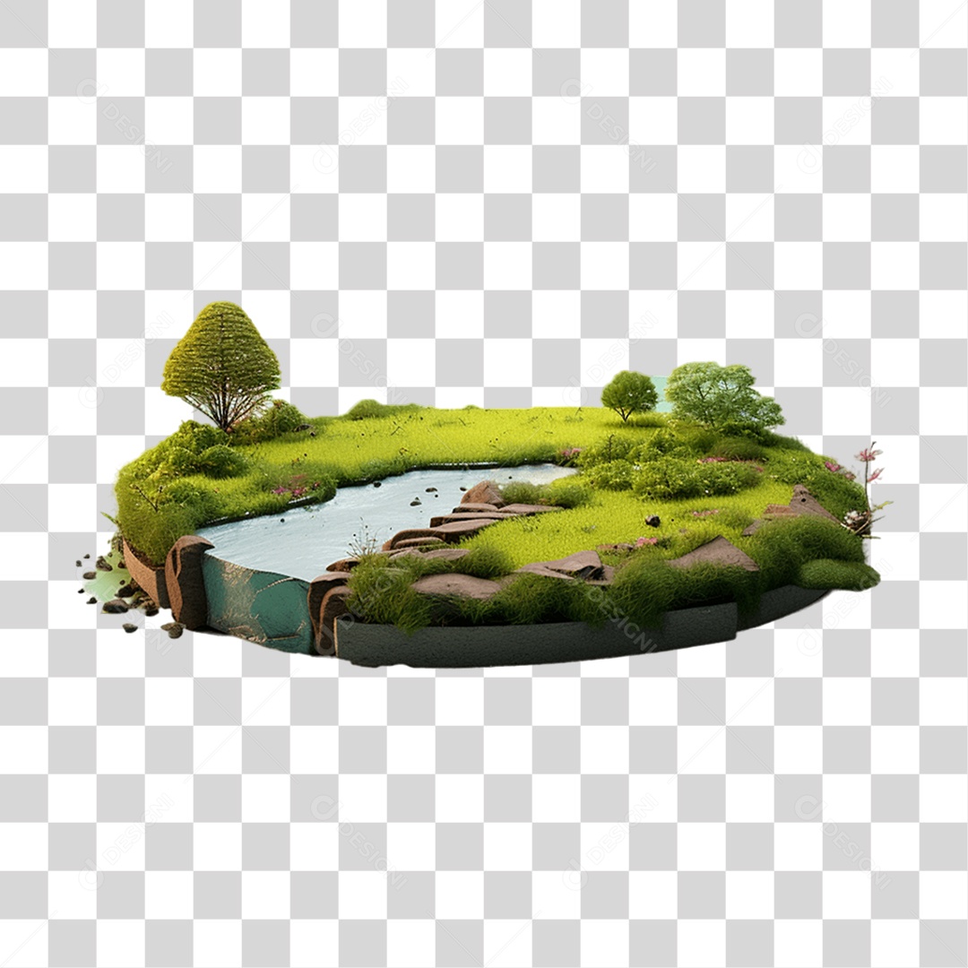 Cenário Pódio Podium de Grama Exposição PNG Transparente