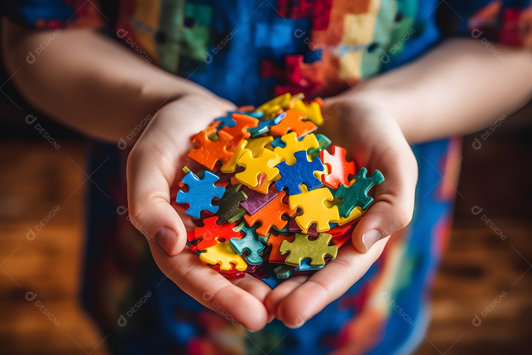 Peças de quebra-cabeças coloridas para representar o dia do orgulho autista