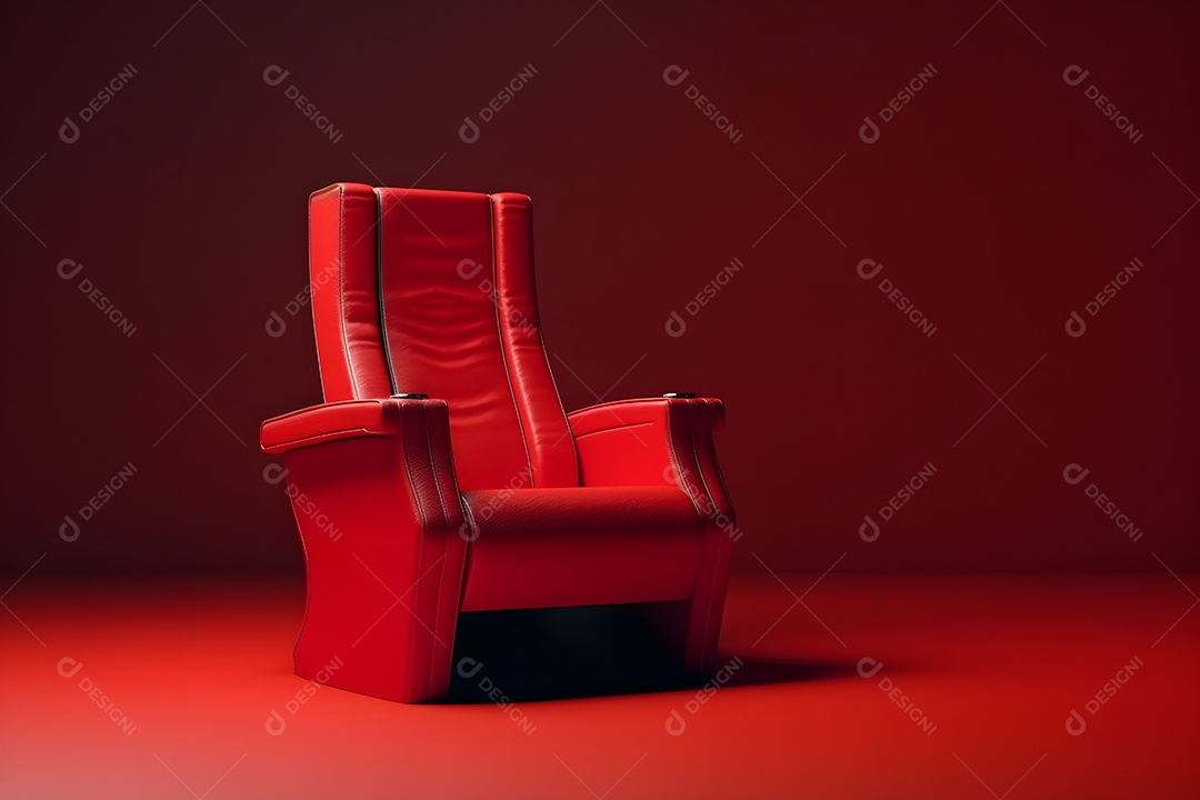 Poltrona vermelha de cinema em fundo vermelho