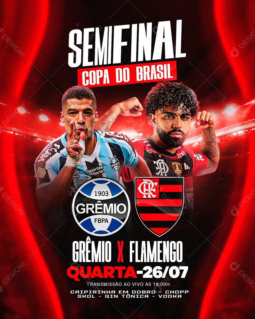 Copa do Brasil Grêmio X Flamengo Social Media PSD Editável