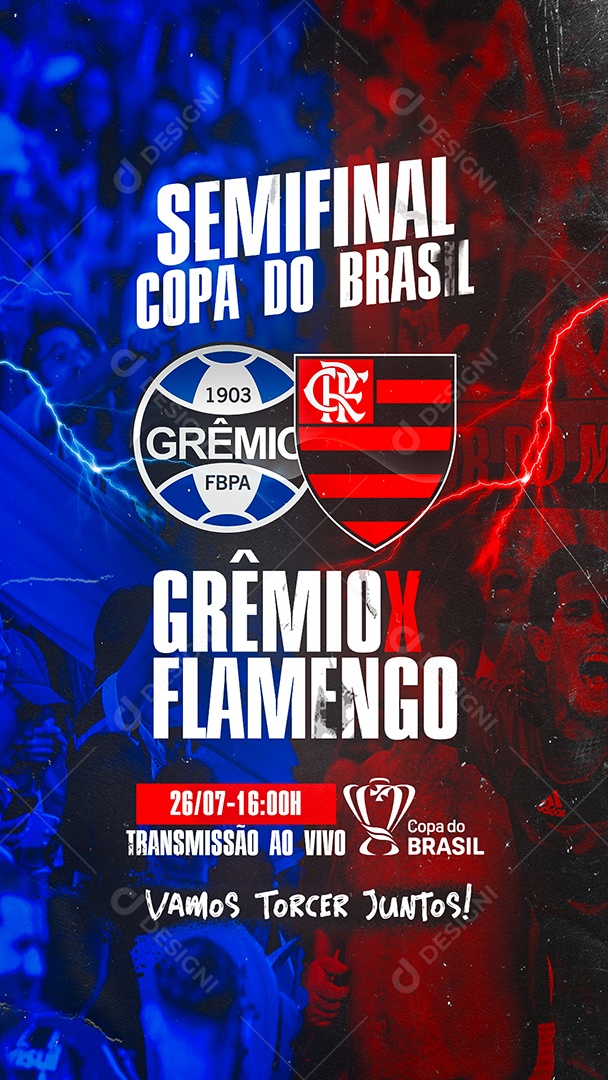Story Copa do Brasil Grêmio X Flamengo Social Media PSD Editável