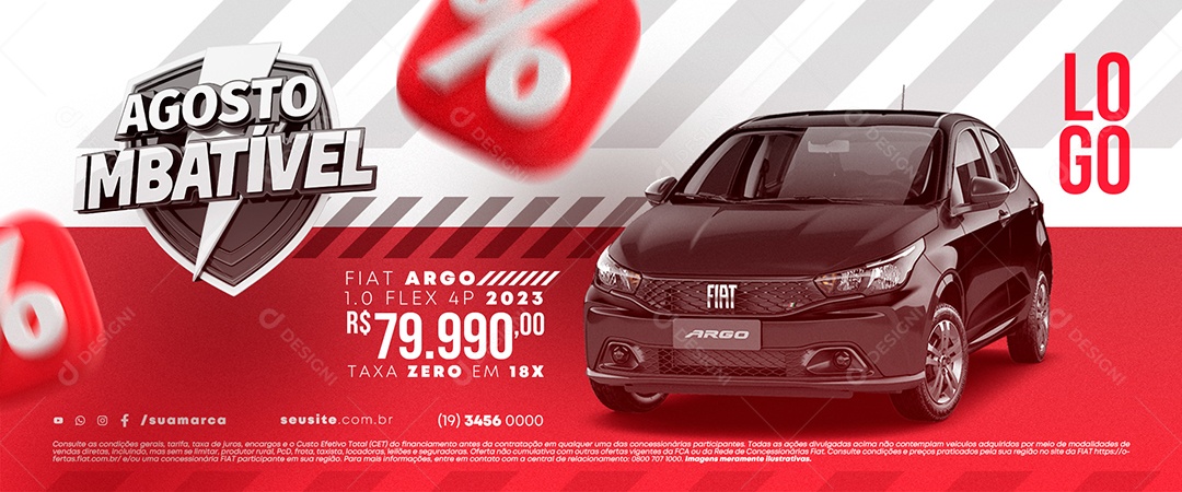 Banner Concessionária Agosto Imbatível Fait Argo Social Media PSD Editável