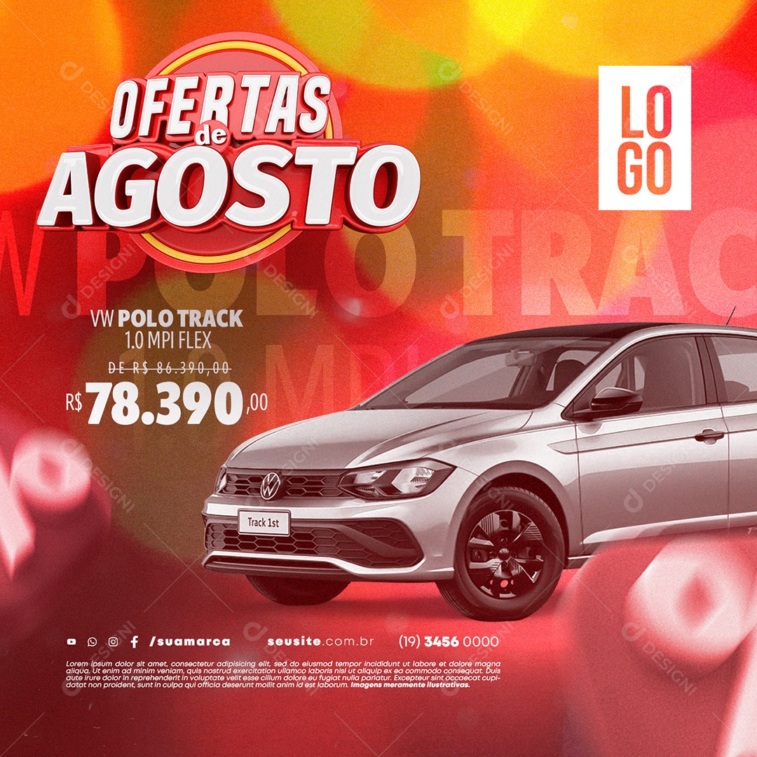 Concessionária Ofertas de Agosto VW Polo Track Social Media PSD Editável