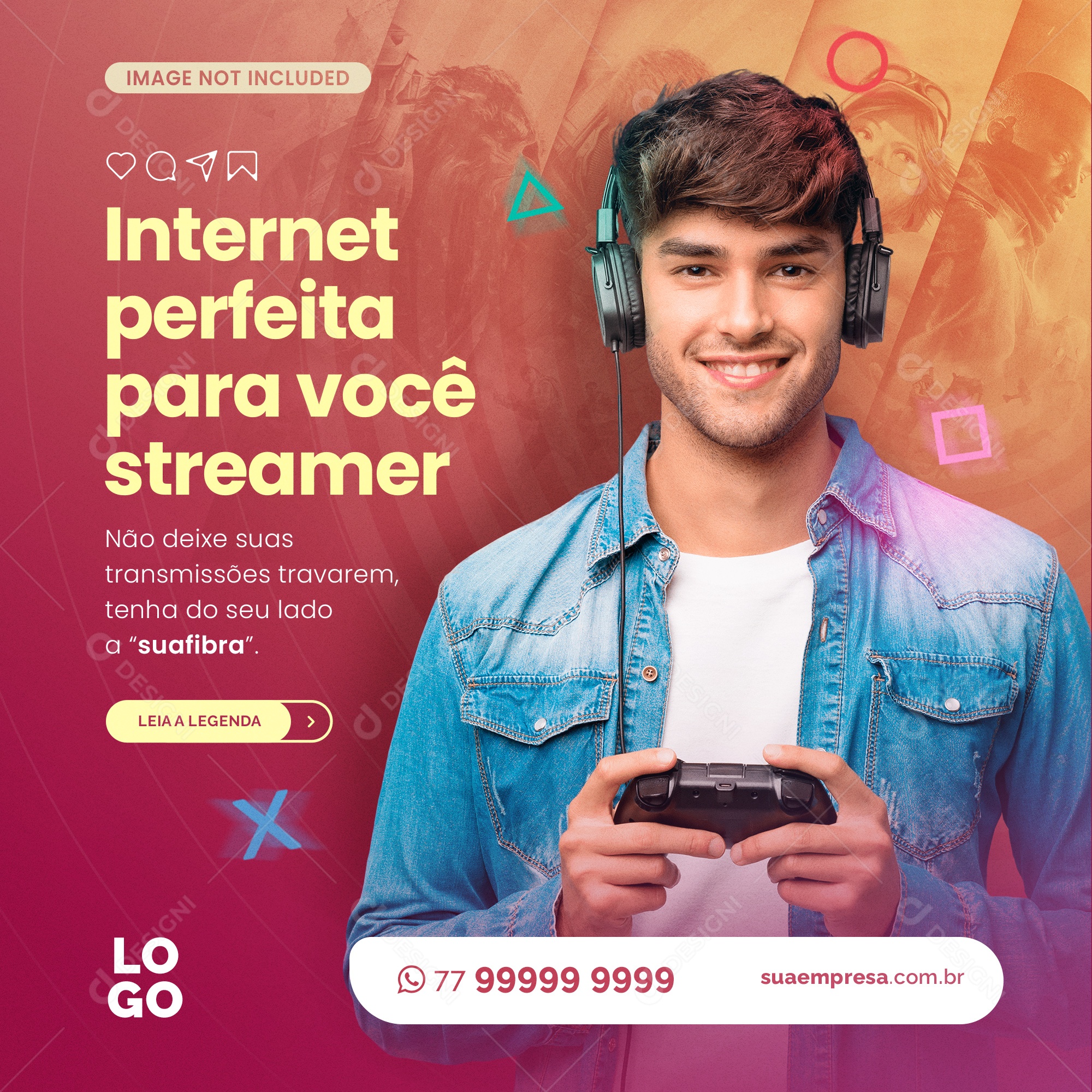 Internet Perfeita para Você Streamer Social Media PSD Editável