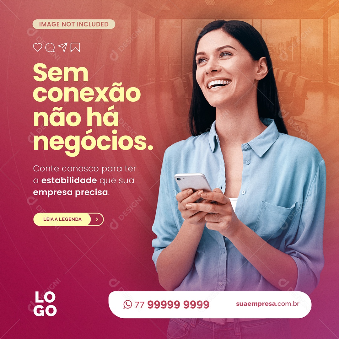 Sem Conexão Não há Negócios Social Media PSD Editável