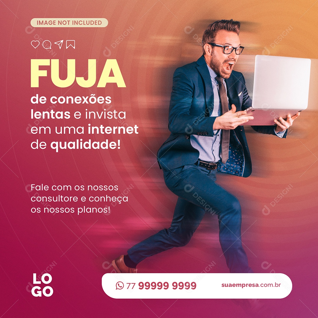 Fuja de Conexão Lenta  Social Media PSD Editável