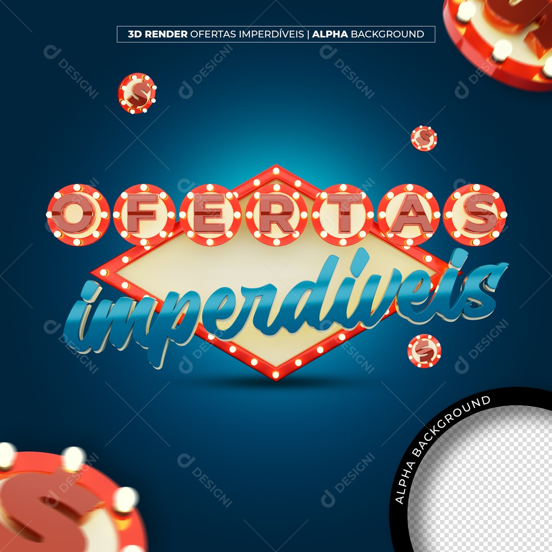 Selo 3D Ofertas Imperdíveis Para Composição PSD