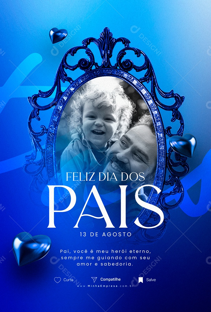 Feliz Dia Dos Pais Você é Meu Herói Social Media PSD Editável