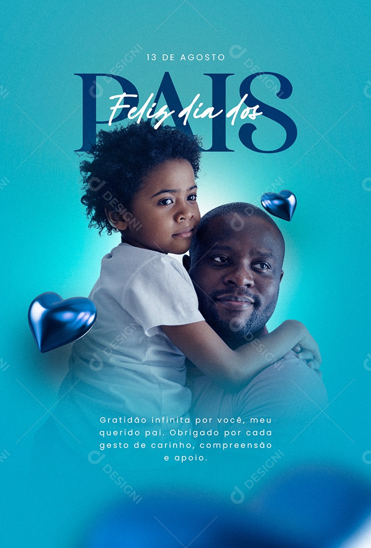 Feliz Dia Dos Pais Gratidão Infinita por Você Social Media PSD Editável