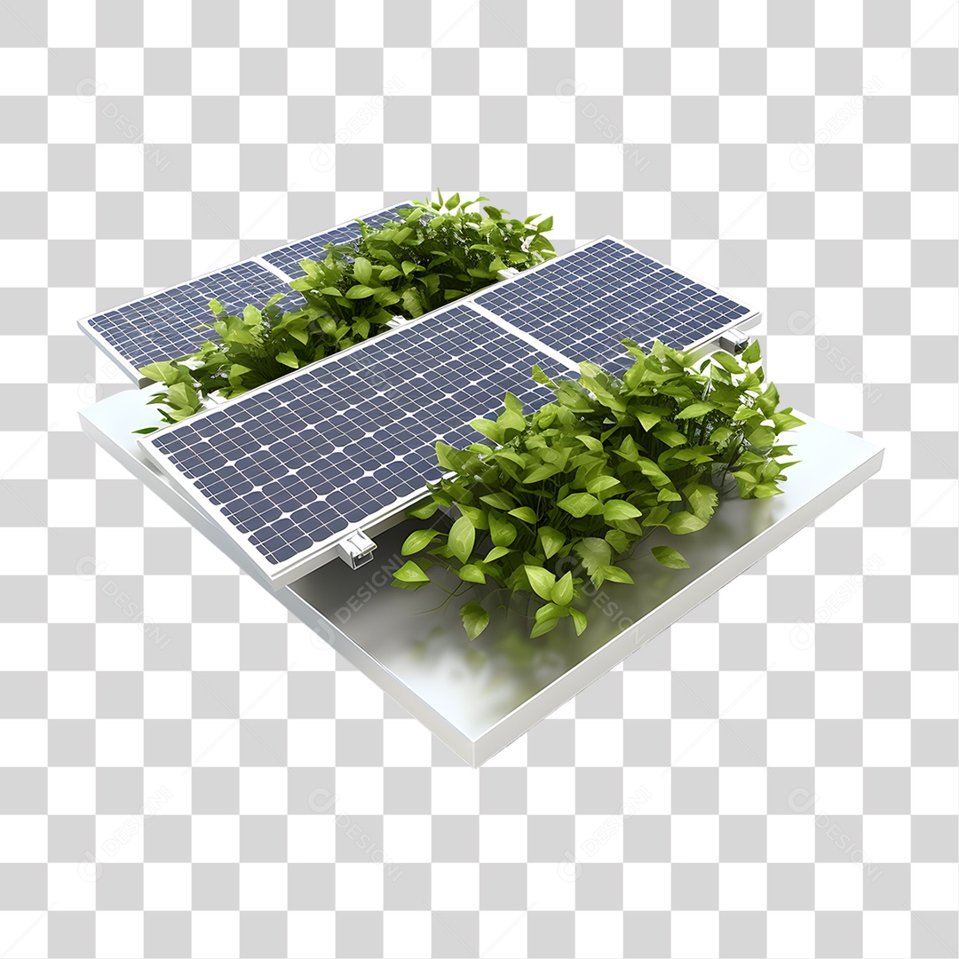 Objeto 3D Placa Solar para Composição PNG Transparente