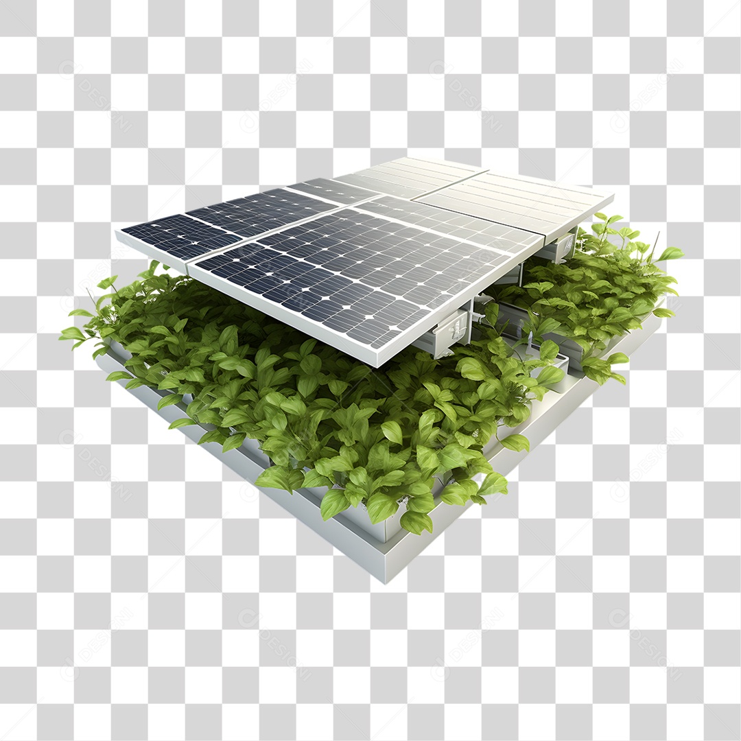Objeto 3D Placa Solar para Composição PNG Transparente