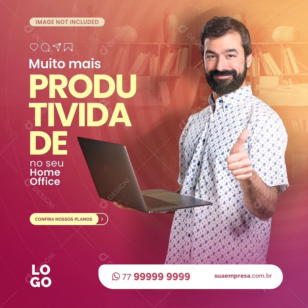 Muito Mais Produtividade Social Media PSD Editável