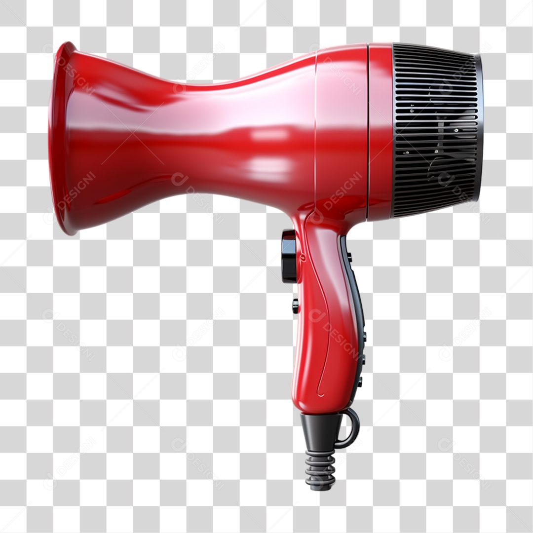 Objeto 3D Secador de Cabelo Para Composição PNG Transparente