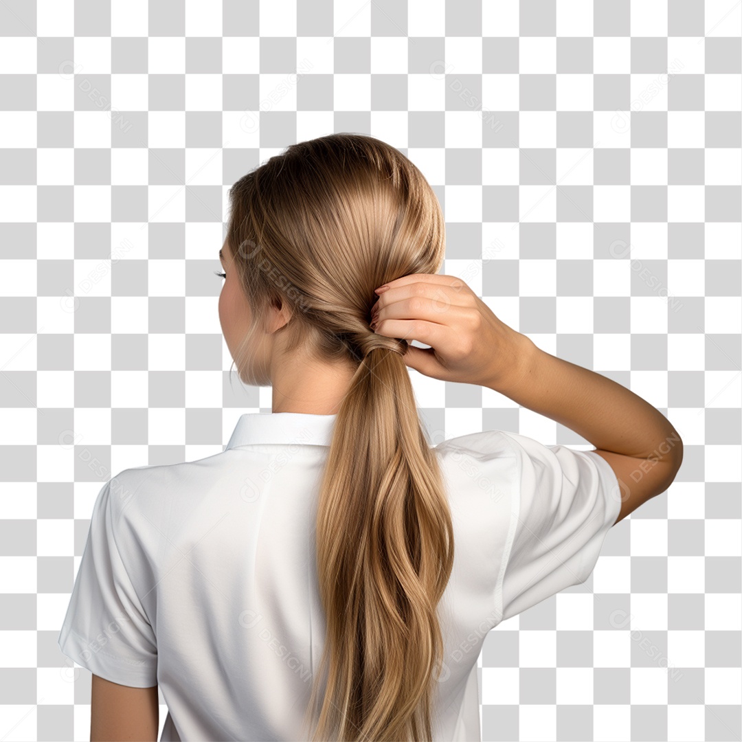 Mulher Cabelo Loiro de Costas PNG Transparente